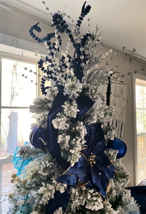 blue and silver christmas tree toppers|blue and silver tree topper.